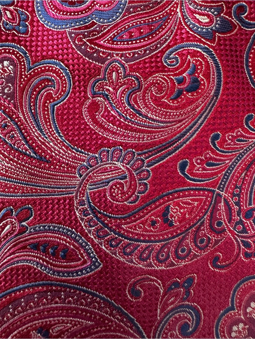 John W Nordstrom Men’s Textural Paisley Neck Tie Fuchsia 100% Silk Made In USA